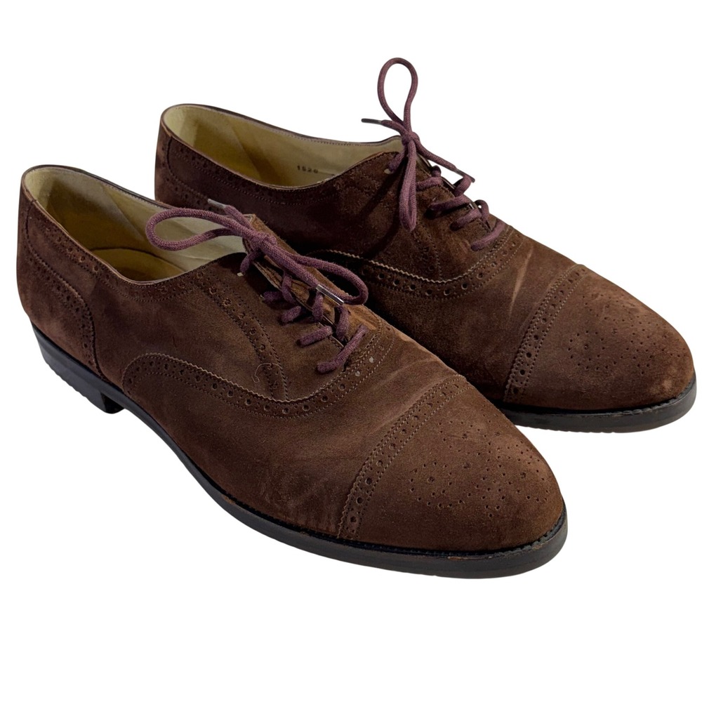 Cole Haan Suede Oxford Shoes Mens 10 Brown Brogue Vibram Italy